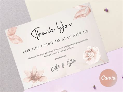 Airbnb Host Thank You Card Template Editable Canva Airbnb Rental Thank You Template Airbnb Host ...