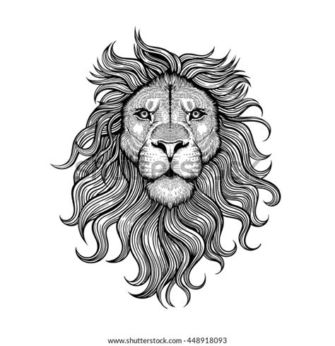 Vector Black White Tattoo Lion Illustration Stock Vector (Royalty Free) 448918093 | Shutterstock