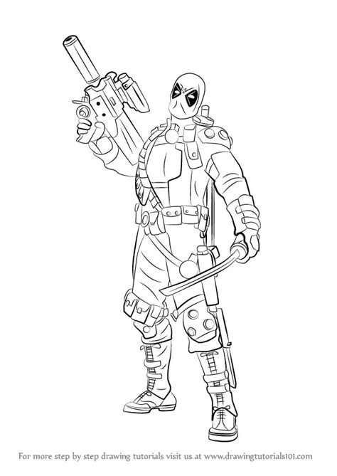 Learn How to Draw Deadpool with a Gun (Deadpool) Step by Step : Drawing ...