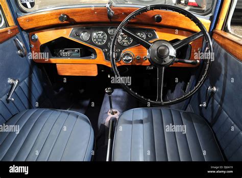 Rover 10 sports tourer, 1930s Classic British car interior Stock Photo ...