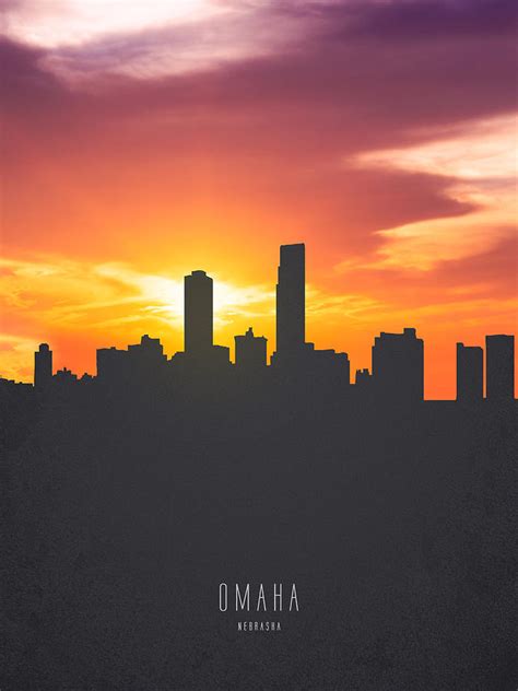 Omaha Nebraska Sunset Skyline 01 Painting by Aged Pixel - Fine Art America