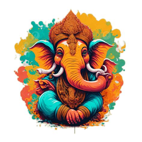 Lord Ganesha Hindu God Vector Colorful Illustration Painting, Lord Ganesha, Ganesh Ji, Painting ...