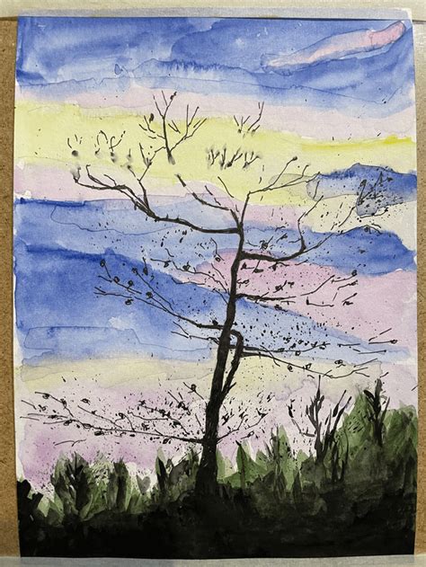 Tree silhouette : r/Watercolor