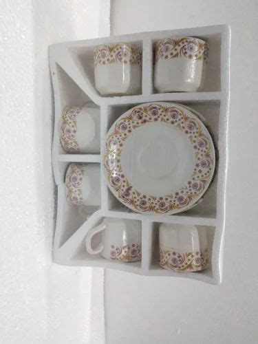 Printed White Lao Pyala Stoneware Stoneware Cup Saucer Set, For Dinner ...