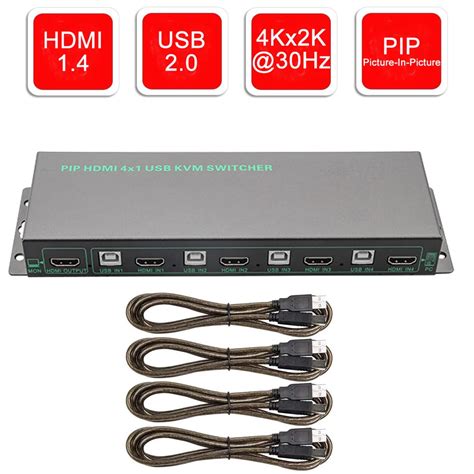 2019 4 Port HDMI KVM Switch 4Kx2K PIP KVM Switch HDMI USB 2.0 Picture ...