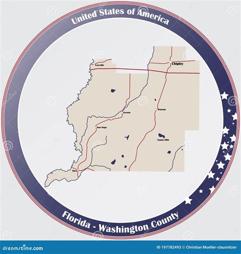 Map of Washington County in Florida Stock Vector - Illustration of ...