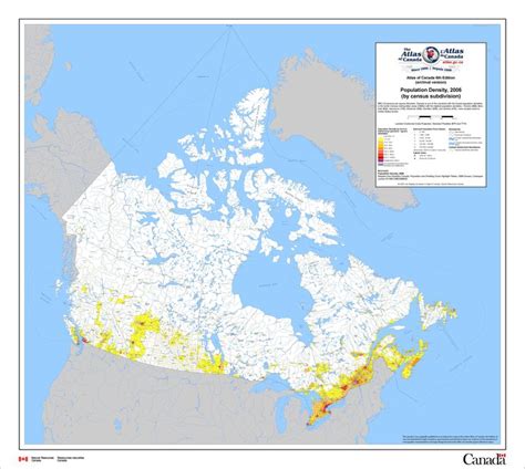 Population Density in Canada by census subdivision, 2006 | Map, Canada, Cartography