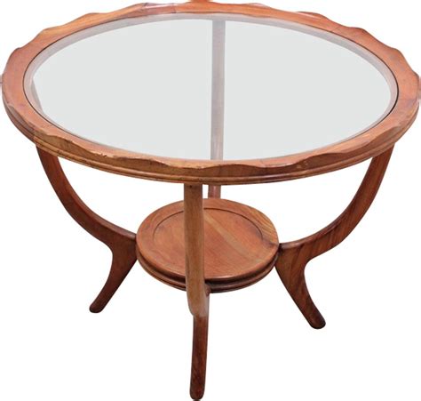 Vintage round Italian coffee table in walnut - Design Market