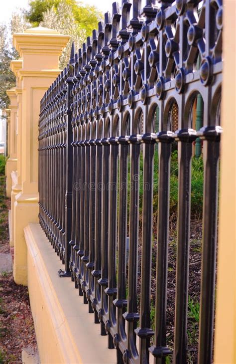 Close Up Side View of Beautiful Victorian Era Style Front Fence Stock Image - Image of iron ...