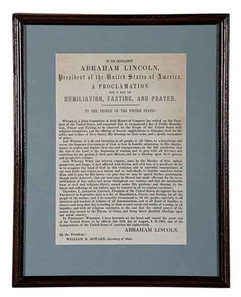 131: Abraham Lincoln, Presidential Proclamation For A D : Lot 131