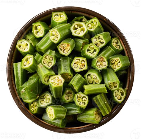 Fresh cut okra in a bowl, cut out - stock .. 45912915 PNG