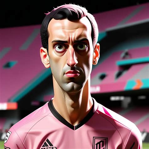 Cartoon Image of Sergio Busquets in Pink InterMiami Jersey with 5 Oclock Shadow | MUSE AI