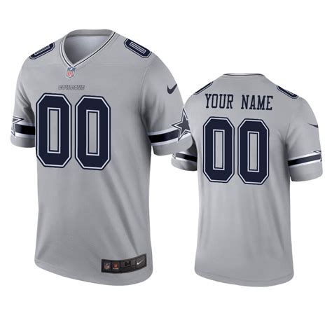 Dallas Cowboys Custom Gray Inverted Legend Jersey - Bluefink