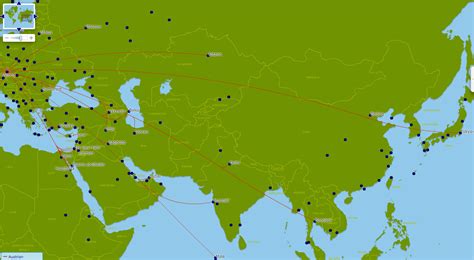 Austrian Airlines Route Map Europe - Gretna Hildegaard
