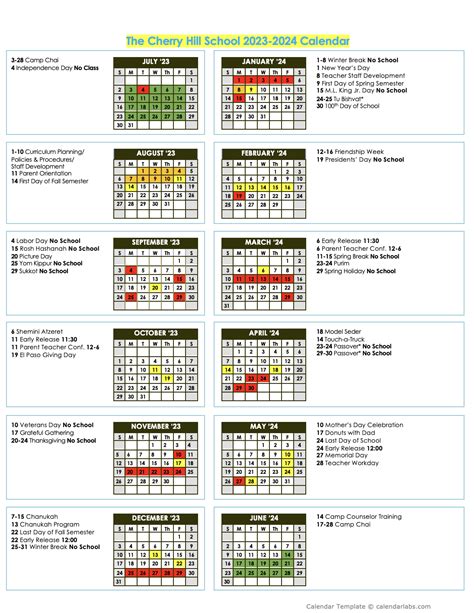 School Calendar – The Cherry Hill School