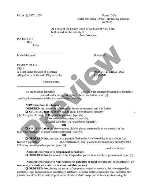 New York Child Protective - Order Terminating Remand - White Remand | US Legal Forms