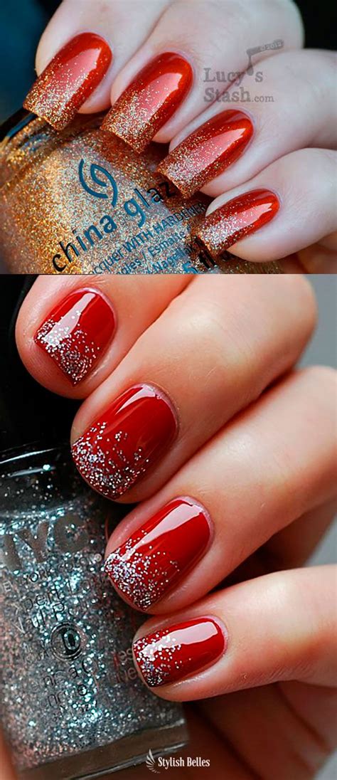 Beautiful Red and Gold Nail Designs & Red and Silver Nail Design #rednails #glitternails Prom ...