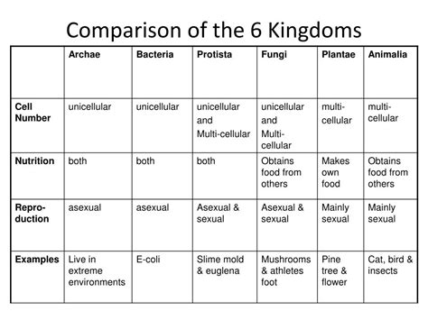 PPT - Comparison of the 6 Kingdoms PowerPoint Presentation, free ...