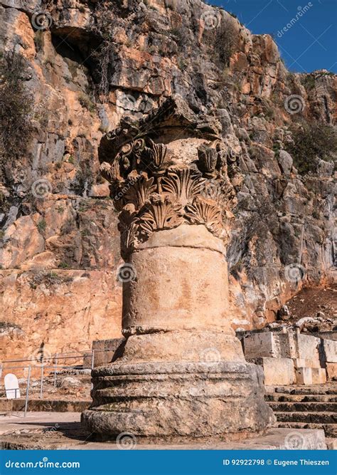 Pillar at the Temple of Pan Stock Photo - Image of philippi, caesarea: 92922798