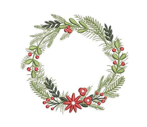 Christmas Wreath Embroidery Design , 4 Sizes, Instant Download. - Etsy