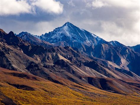 Denali Mountain Range - Autumn Stock Image - Image of snowcapped, fall ...