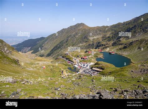 Romania: Lake Balea (Romanian: Balea Lac) from above. The lake is ...