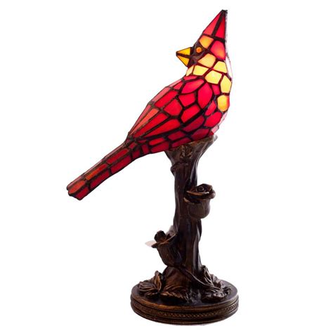 River of Goods Cardinal Tiffany Style Stained Glass 13.5" Table Lamp ...