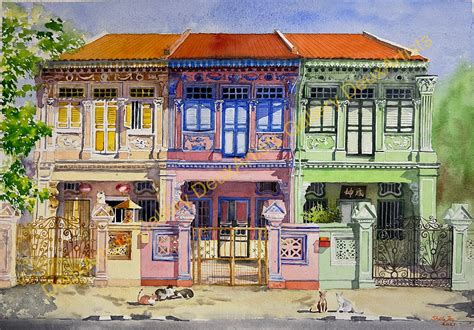 Peranakan Houses in Singapore. Watercolour Print Joo Chiat - Etsy