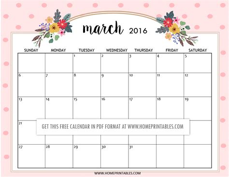 Cute Free Printable 2016 Calendars - Home Printables