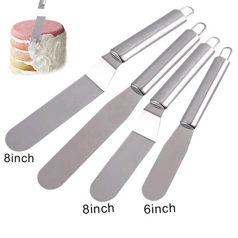 Kitchen Baking tool knife Stainless Steel Butter Cake Cream Blade Spatula Straight Bend Icing ...