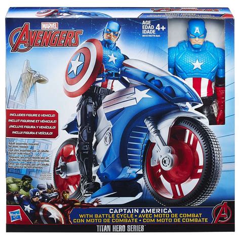 Marvel Avengers Titan Hero Series Captain America Battle Cycle 12 ...