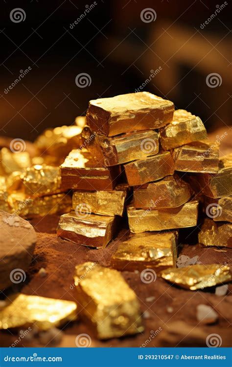 A Pile of Gold Bars Sitting on Top of a Wooden Table Stock Illustration - Illustration of heat ...