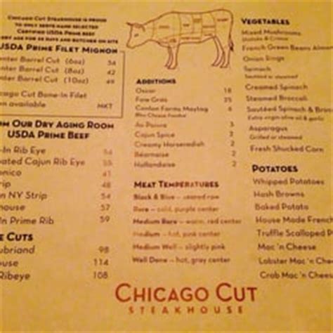 Chicago Cut menu