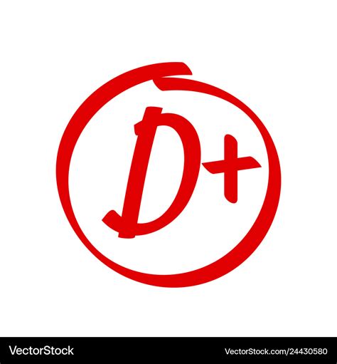 Grade d plus result icon school red mark Vector Image