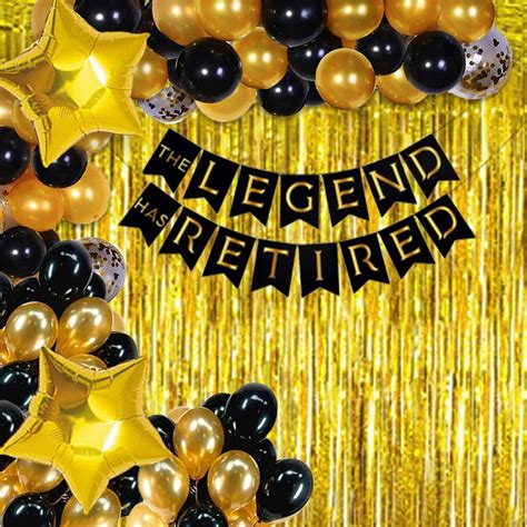 Buy Party Propz Large Happy Retirement Decorations - 61 Pcs Black and Gold Balloons for ...