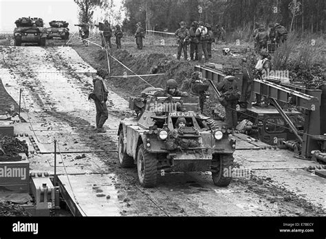 NATO exercises in Germany, British Army armored vehicles cross a Stock ...