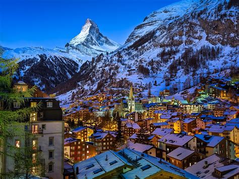 Fonds d'ecran Suisse Maison Montagnes Zermatt Valley, Matterhorn Peak, Swiss, Pennine Nuit Alpes ...