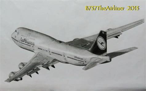 Lufthansa Boeing 747-400 | Airplane drawing, Boeing 747 400, Boeing 747