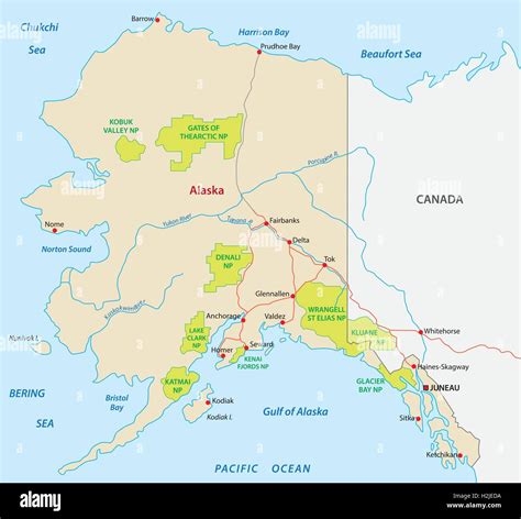 alaska national park map Stock Vector Image & Art - Alamy