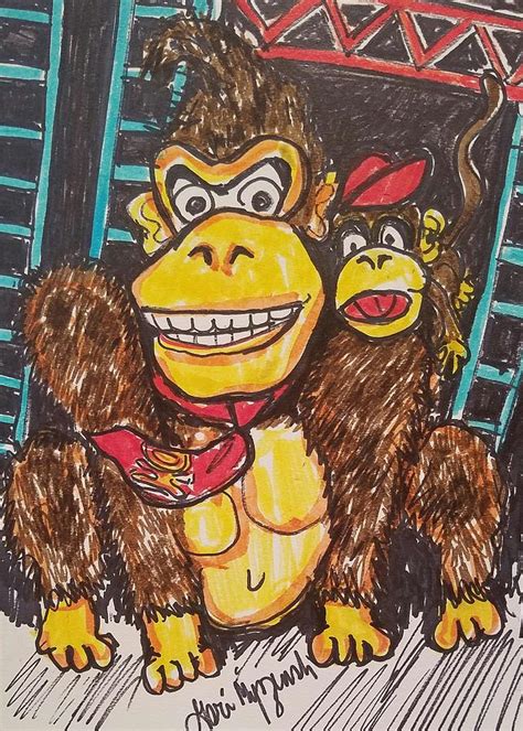 Donkey and Diddy Kong Painting by Geraldine Myszenski - Pixels