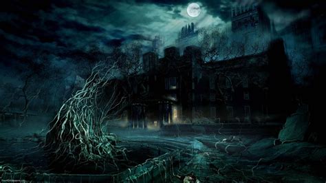 Dark Horror Building Under Moon Sky HD Dark Wallpapers | HD Wallpapers ...