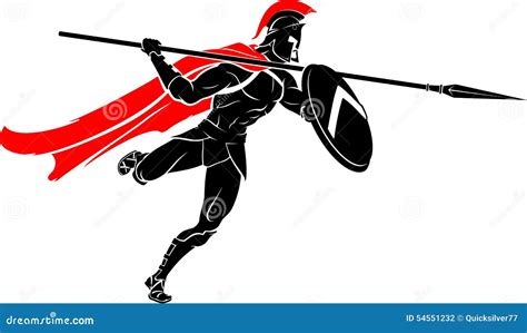 Spartan Spear Warrior Attack Stock Vector - Illustration of hero, offense: 54551232