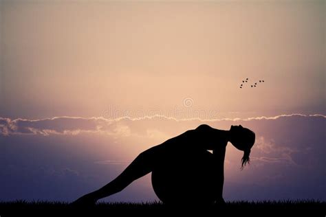 Pilates at sunset stock illustration. Illustration of ball - 76834728