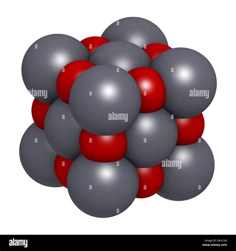 Lime (quicklime, calcium oxide, CaO) crystal structure. Atoms are ...