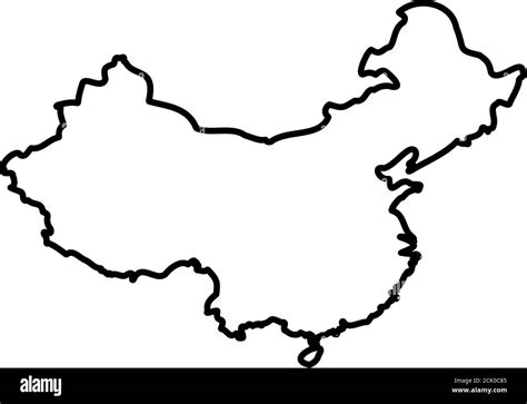 China Solid Black Outline Border Map Country Vector Image | My XXX Hot Girl