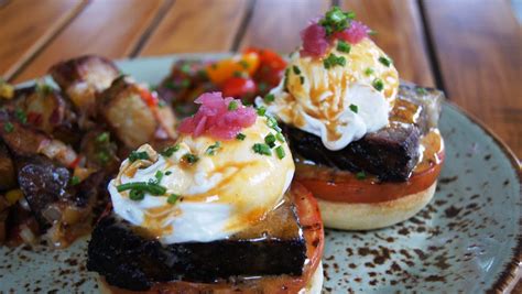 Eggs Benedict variations on brunch menus across the country