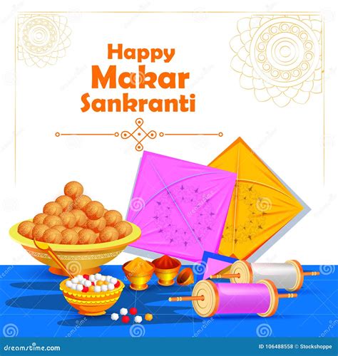 Happy Makar Sankranti Holiday India Festival Background Stock Vector ...