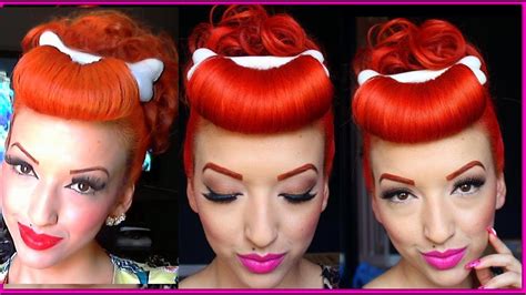 Pinup Vintage Pebbles Flintstone Hair Tutorial Updo Retro HD - YouTube