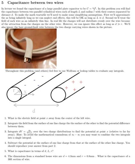 Solved 5 Capacitance between two wires In lecture we found | Chegg.com