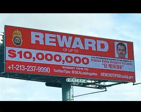 A billboard of Mexico’s CJNG cartel leader, El Mencho, in Los Angeles ...